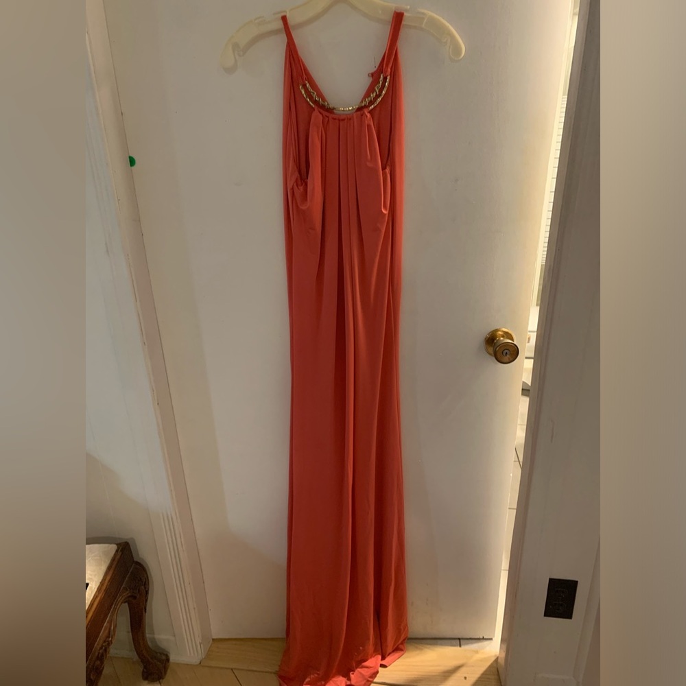 Roberto Cavalli floor length coral dress